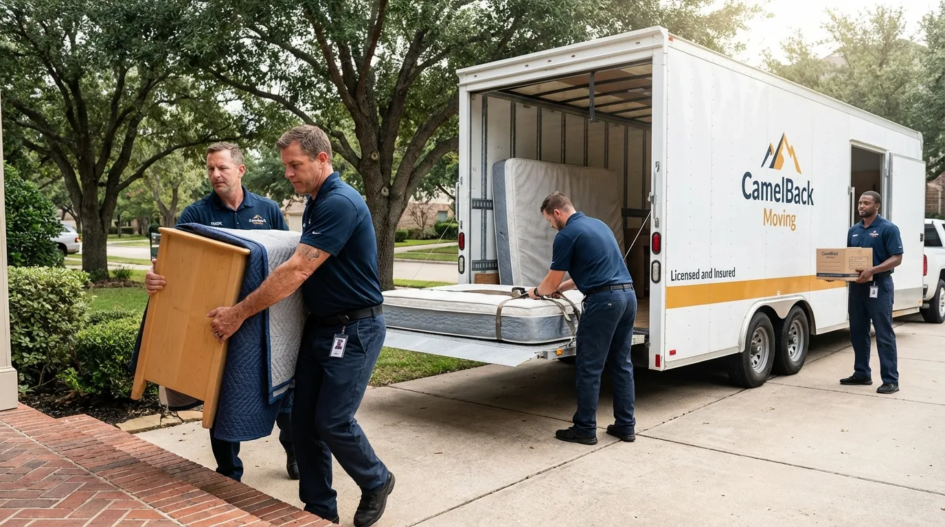 Crew loading residential truck for cross-state move from Middleburg, PA