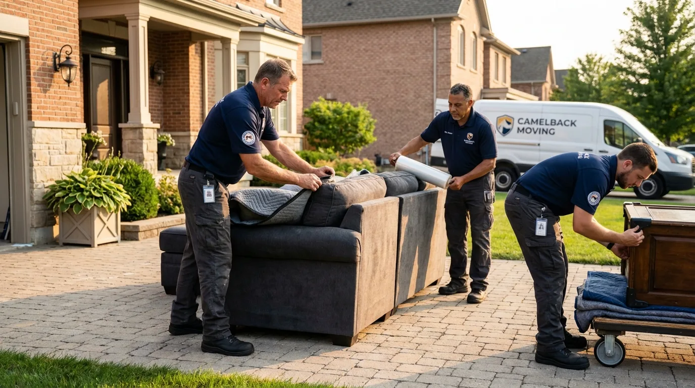 Large estate moving crew wrapping furniture in Middleburg, PA