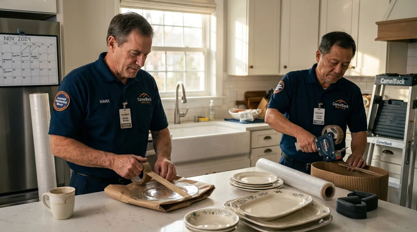 Professional crew packing kitchen dishware in Middleburg, PA