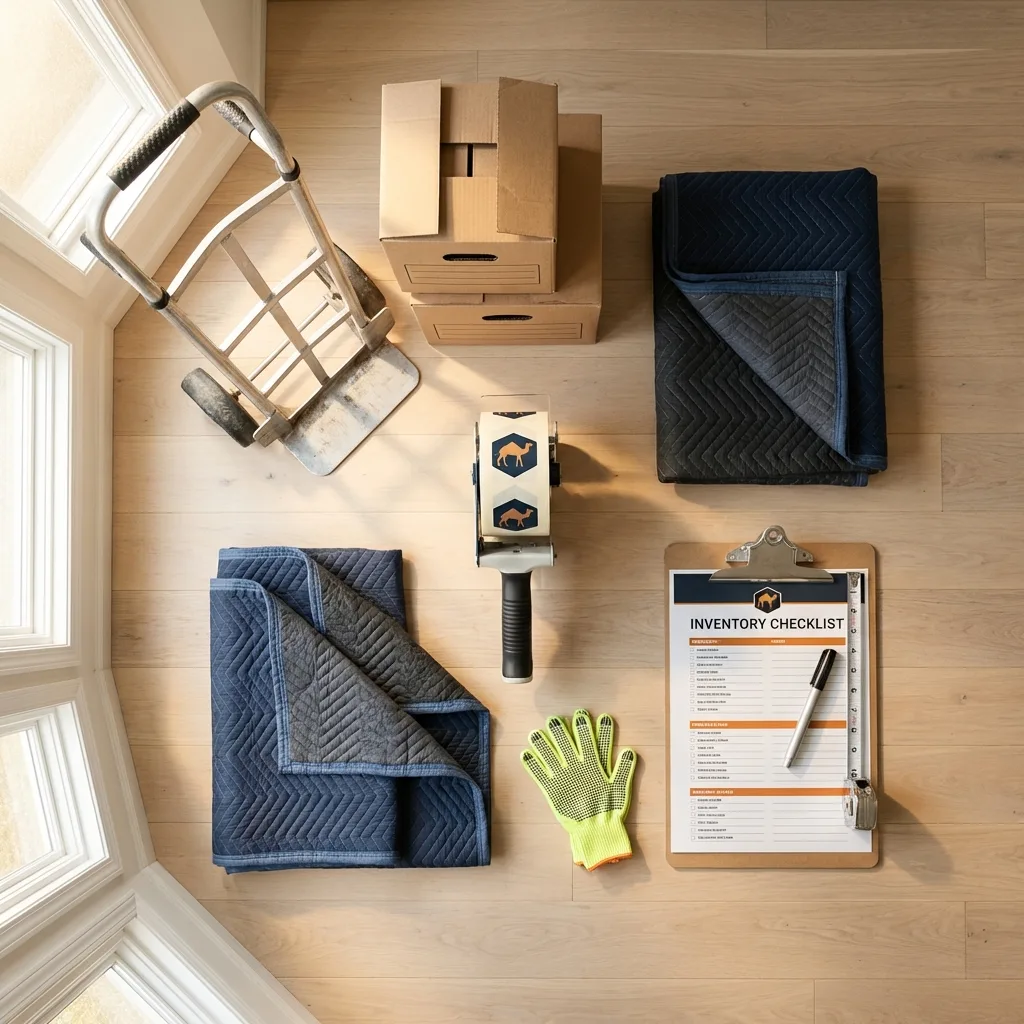 Professional moving supplies and packing materials layout for Middleburg residential relocations